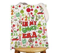 MYSOMY Sac fourre-tout avec motif de monstre vert de Noël, cadeau de grinchmas, sac à bandoulière, In My Green Era UK, INCH