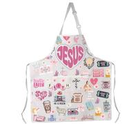 MYSOMY Tablier de cuisine sur le thème de la foi, de l'espoir et de l'amour, avec verset de la Bible, cadeau de baptême chrétien, Jésus3, ne Size