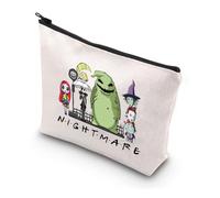 MYSOMY Trousse de maquillage inspirée des films de cauchemar d'Halloween Jack Skellington avec fermeture éclair - Personnages d'Halloween, Sac Nightm, Morden