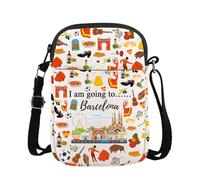 MYSOMY WSNANG Sac à bandoulière Barcelone Souvenirs Sac à bandoulière Sac à bandoulière Barcelone Voyage Cadeau de lune de miel espagnole Barcelone, Du Royaume-Uni à Barcelone Cb, 14.7 x 2 x