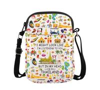 MYSOMY WSNANG Sac à bandoulière Thaïlande Voyage Culture Fermeture éclair Sac à bandoulière Thaïlande Cadeau souvenir, Royaume-Uni Thaïlande Cb, 14.7 x 2 x 21centimeters (5.8 x 0.8 x 8.3 inches)