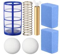 Mysora Kit de remplacement d'anode en cuivre de 8 pièces avec pierres ponces et boules en éponge pour système solaire de piscine Comprend un panier à anode en cuivre, un ressort et une vis 10,5 x 1,8