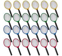 Mysora Lot de 24 tapettes à mouches électriques en vrac pour intérieur et extérieur - Raquette anti-moustiques - Raquette de tennis - Avec maille de protection sûre - Fonctionne avec piles AA (non