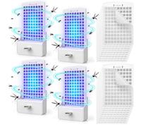 Mysora Lot de 4 pièges à mouches d'intérieur à brancher avec lumières UV (4 appareils + 20 cartes de recharge), pièges à moustiques silencieux pour la maison, la cuisine, le bureau, sans désordre