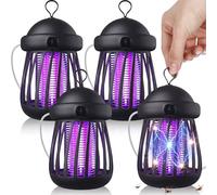 Mysora Lot de 4 pièges à moustiques alimentés par USB - Piège à insectes UV avec grille électrique 3000 V et veilleuse, silencieux - Zapper d'intérieur pour moucherons, mites, mouches des fruits (gris
