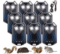 Mysora Lot de 9 répulsifs anti-rongeurs pour moteurs de voiture - Trois modes d'alimentation - Répulsif à souris à piles - À ultrasons - Pour rat, souris, écureuil - Pour voiture, grenier, garage