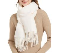 MYSSUCI Echarpe Femme à Pompons 200x68cm,Douce et Chaude, c'est un Choix Idéal pour l'hiver, Convenant aux Mariages et au Quotidien Blanc