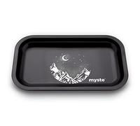 MYSTE Rolling Tray, Plateau à Rouler en métal, Grand 27cm x 16cm, Premium avec Bords arrondis, Noir