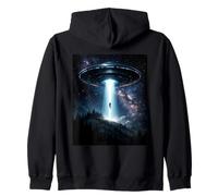 Mystère Cosmique UFO Enlèvement Alien Craft Beam Night Forest Sweat à Capuche