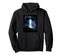Mystère Cosmique UFO Enlèvement Alien Craft Beam Night Forest Sweat à Capuche