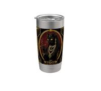 Mystère de meurtre Art Déco La veuve et le chat noir Gobelet isotherme en acier inoxydable double paroi