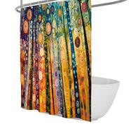 Mystère Dream Forest Stand Rideau de Douche Motif de Cercles concentriques colorés Rideaux de Salle de Bain Tissu Polyester imperméable avec Crochets 150 x 180 cm