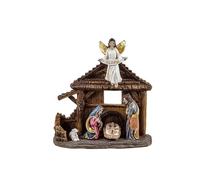 Mystère Naissance 1 pièce avec la Sainte Famille et Angelito en résine Peinte à la Main 16 x 6 x 17 cm