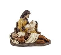 Mystère Naissance 1 pièce avec la Sainte Famille Tons Ocre Vierge endormie en résine Peinte à la Main 17 x 7 x 13 cm