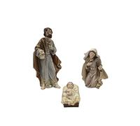 Mystère Naissance de 3 pièces dans des Tons Marron et Blanc en résine Peinte à la Main 12 x 21 x 21 cm