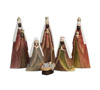 Mystère Naissance Pyramide 6 pièces Teintes Rouges avec Rois en résine Peinte à la Main 10 x 5 x 33 cm