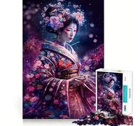 Mystères de l'art des geishas Puzzle de 1000 pièces pour Adultes pour Partager Un Moment de complicité Découpe soignée Surprise d'anniversaire (38x52cm)