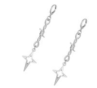 Mystérieuses boucles d'oreilles créoles en alliage gothique à quatre pointes en forme d'étoiles/épines bijoux pour les amateurs de mode et les créateurs de tendances