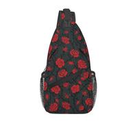 Mystérieuses Roses Rouges Et Vignes Noires Sac Poitrine Multifonctionnel Sacoche Epaule Antivol Sac À Bandoulière Pour Randonnée Camping Cyclisme