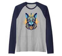 Mystérieux Chat Égyptien Noir Bastet Art Mystique Manche Raglan