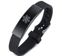Mystérieux Metatron Cube Bracelet Silicone Géométrie Sacrée Hexagramme Fleur de Vie Bracelet Bracelet Magique Salomon Bijoux pour Unisexe, Réglable, Acier inoxydable Silicone