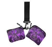 Mystérieux Purple Dragon Lot de 2 porte-cartes pour femme avec poche zippée pour pièces de monnaie, mystérieux dragon violet, 1 size, Décontracté