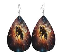 Mysterious and evil Bees Boucles d'oreilles en cuir en forme de larme pour femme - Boucles d'oreilles pendantes légères en PVC avec crochets en argent 925, imprimés double face | Cadeau