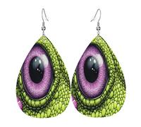 Mysterious Evil Eye Boucles d'oreilles en cuir en forme de larme pour femme - Boucles d'oreilles pendantes légères en PVC avec crochets en argent 925, imprimés double face | Cadeau hypoallergénique
