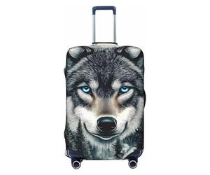 Mysterious Forest Lone Wolf Housse de protection élastique pour bagage de voyage Motif léopard, Noir , S