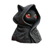 Mysterious Hooded Cat Figurine, Resin Handmade Gothic Mini Black Cat Statue Halloween Desk Decor for Cats Lovers Family Friends