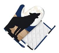 Mysterious Lone Wolf Gant de cuisine antidérapant avec poignée en silicone résistant à la chaleur pour la main droite et le barbecue