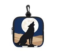 Mysterious Lone Wolf Petite pochette de rangement étanche en néoprène avec fermeture éclair pour écouteurs, porte-clés