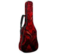 Mysterious Sac pour guitare acoustique avec bandoulière réglable et crochet arrière, convient pour guitares électriques, basses, guitares classiques, ukulélés, fleurs rouges 106,7 cm, Mystérieuse