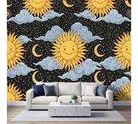 Mysterious Tarot Papier peint intissé 300 x 210 cm | Papier peint mural doré en forme de visage humain pour chambre à coucher, salon, décoration d'intérieur, papier peint photo