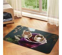 Mysterious Water Tapis d'alimentation en cuir absorbant pour chien et chat - Imperméable - Ne tache pas - Séchage rapide - Antidérapant - 60 x 40 cm