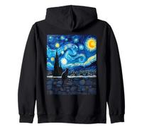 Mystery Charmante Pierre Murale Chat Noir Van Gogh Art Style Sweat à Capuche