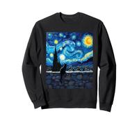 Mystery Charmante Pierre Murale Chat Noir Van Gogh Art Style Sweatshirt