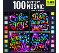 Mystery Mosaic Color by Number for Adults Neon Words: A Fun Quest of Inspirational Quotes and Pixel Art Challenges to Reveal Hidden Images for Relaxation