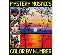 Mystery Mosaic Color by Number: Hidden Picture Puzzles for Relaxation and Stress Relief with detailed color palette