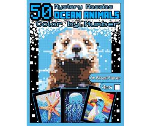 Mystery Mosaics Color by Number: 50 Ocean Animals: Pixel Art Coloring Book with Dazzling Hidden Ocean Animals, Color Quest on Black Paper, Extreme ... Relief, Color by Number Sealife|4mm Squares|