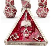 Mystery Skull Metal DND Cube Set pour Donjons et Dragons,Cthulhu DCC Magie Unique RPG Jeu de Rôle Accessoires Cadeaux (Rose)