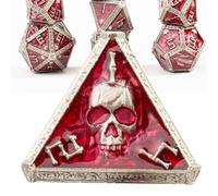 Mystery Skull Metal DND Cube Set pour Donjons et Dragons, Cthulhu DCC Magie Unique RPG Jeu de Rôle Accessoires Cadeaux (Rose)
