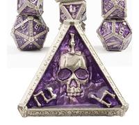 Mystery Skull Metal DND Cube Set pour Donjons et Dragons, Cthulhu DCC Magie Unique RPG Jeu de Rôle Accessoires Cadeaux (Violet)