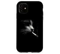 Mystery Smoking Cat Noir Cool Feline Night Mood Coque pour iPhone 11