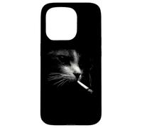 Mystery Smoking Cat Noir Cool Feline Night Mood Coque pour iPhone 15 Pro