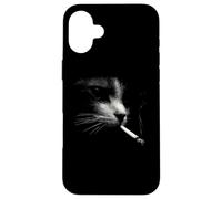 Mystery Smoking Cat Noir Cool Feline Night Mood Coque pour iPhone 16 Plus