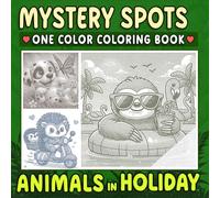 Mystery Spots One Color Coloring Book Animals in Holiday: A Joyful Dot Art for Adults and Teens to Reveal Cute Creatures in Relaxing Activities