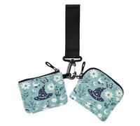 Mystery Witch Hats Lot de 2 portefeuilles pour femme Bleu Boho Porte-cartes Grande capacité avec poche zippée pour voyage, chapeaux de sorcière mystère bleu boho, Moderne