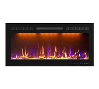 Mystflame Crystal 42 - Cheminée Électrique Murale avec Wi-FI, 183 cm, Ultra Fine 8 cm, 12 Couleurs de Flamme, Thermostat 750/1500W, Poêle Confortable, Écran Tactile et Minuterie