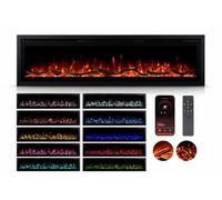 Mystflame Crystal 60 BEF Cheminée Électrique 152cm, 1800W, App | 15 couleurs de flamme LED, son crépitant et contrôle par app